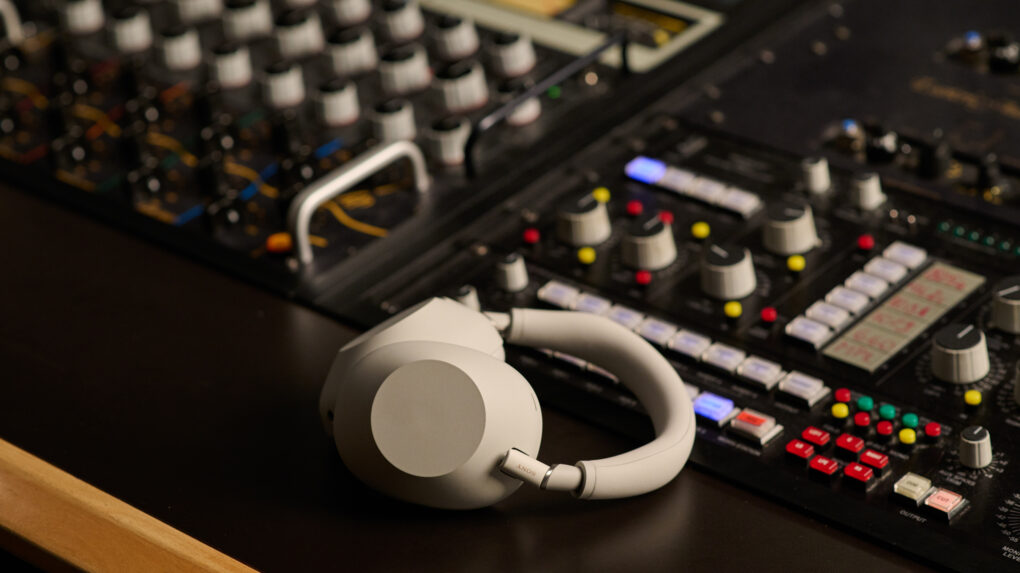 Sony WH-1000XM6 headphones on studio console
