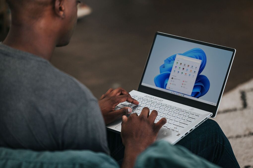 Man use an app from Microsoft Office Professional 2021 for Windows on his laptop