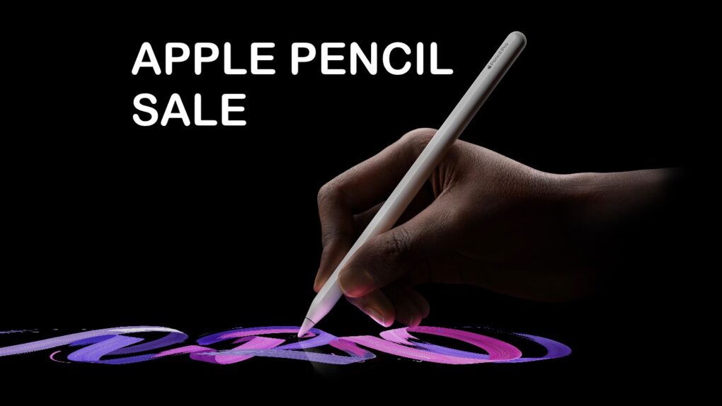 A close-up photo of a person's hand using an Apple Pencil Pro to write on an iPad, used to illustrate a post on an Apple Pencil Pro deal.