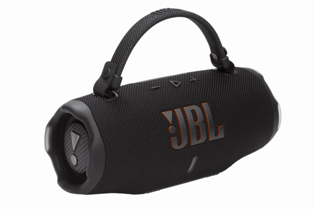 Photo of a black JBL Charge 6 waterproof Bluetooth speaker