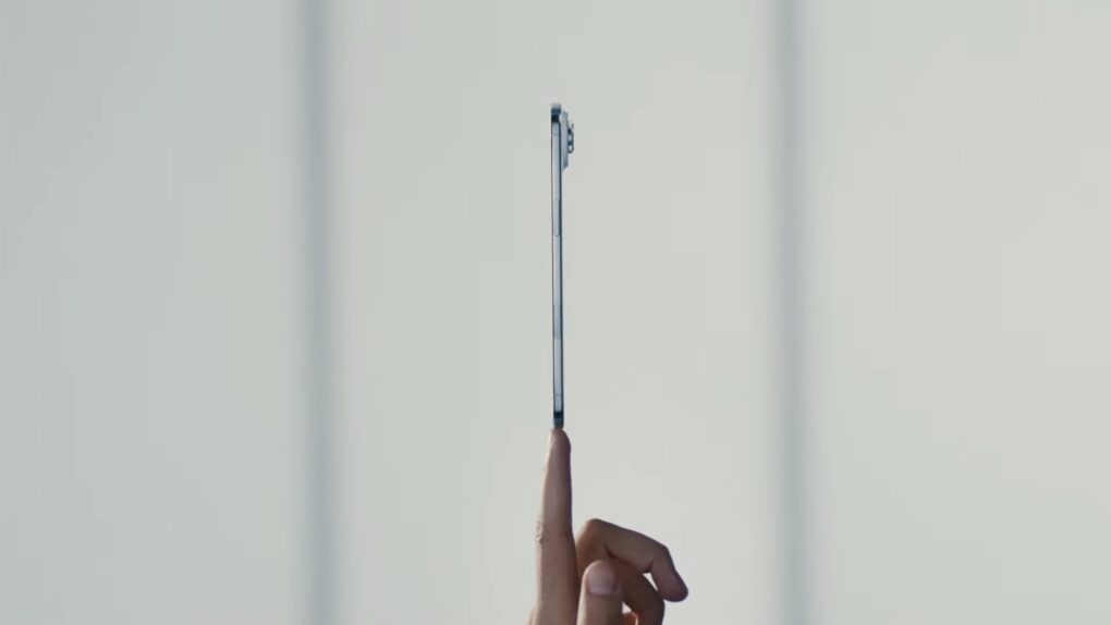 iPhone Air balanced on a finger