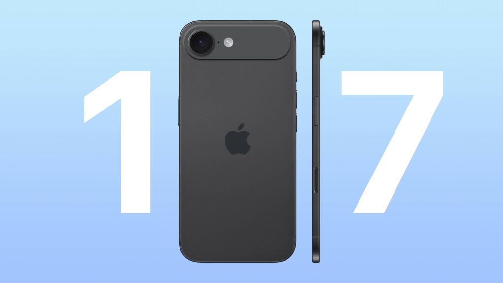 Back and side view of the iPhone 17 Air without a case, showing its slim silhouette and camera layout.