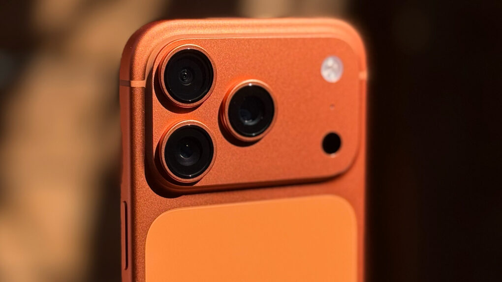Close-up photo of iPhone 17 Pro in cosmic orange